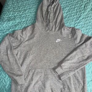 Nike Light Gray Hoodie with White Logo Size Medium